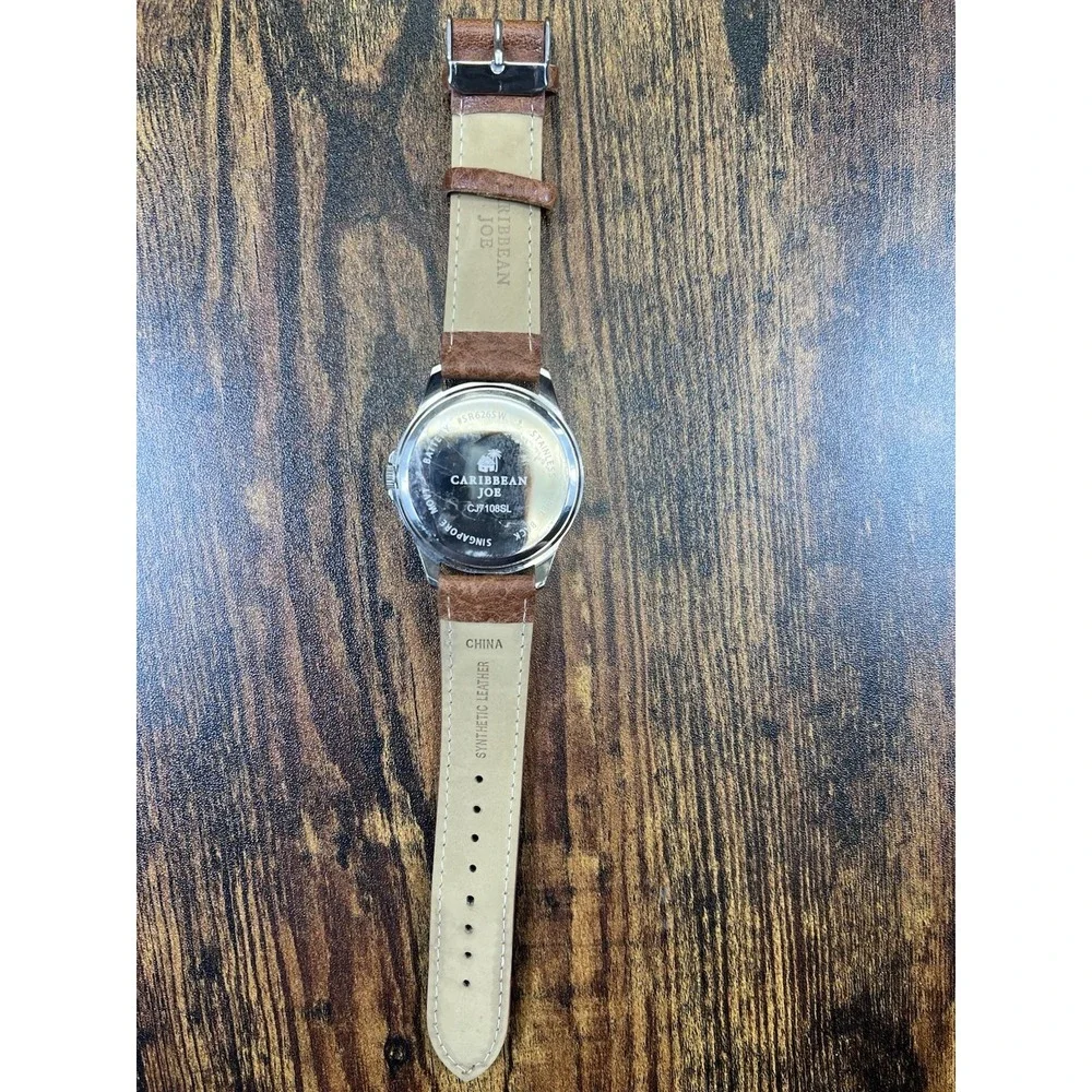 CARIBBEAN JOE CJ7108SL Brown Tone Band Quartz Analog Men's Watch Needs Battery